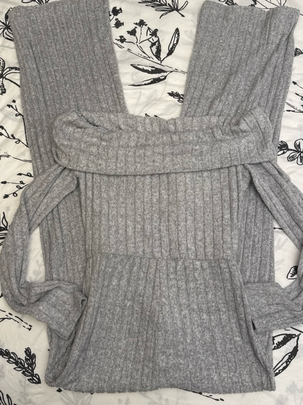 SHEIN Gray Ribbed Off-Shoulder Sweater Dress